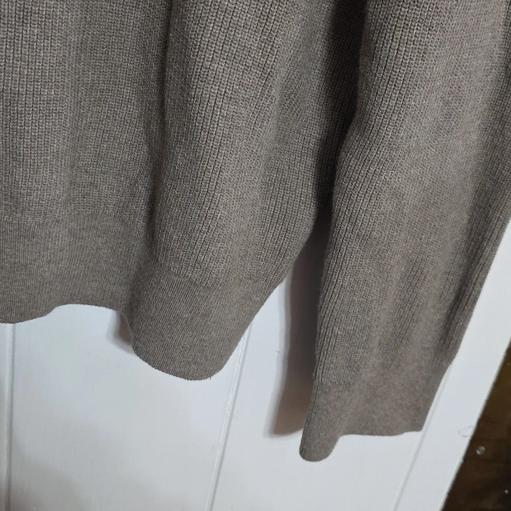 H & M Men's Slim Fit Sweater Grayish Tan? 1/4 Zip Mock Neck Sz 3XL‎ EUC *READ*